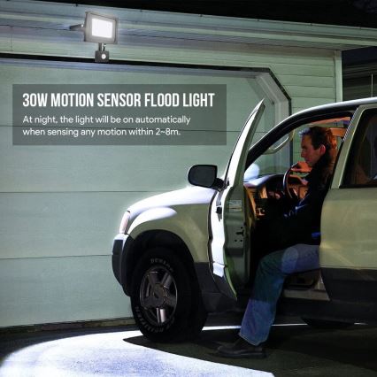 LED Kültéri reflektor érzékelővel NOCTIS LUX 2 LED/30W/230V 4000K IP44 fekete