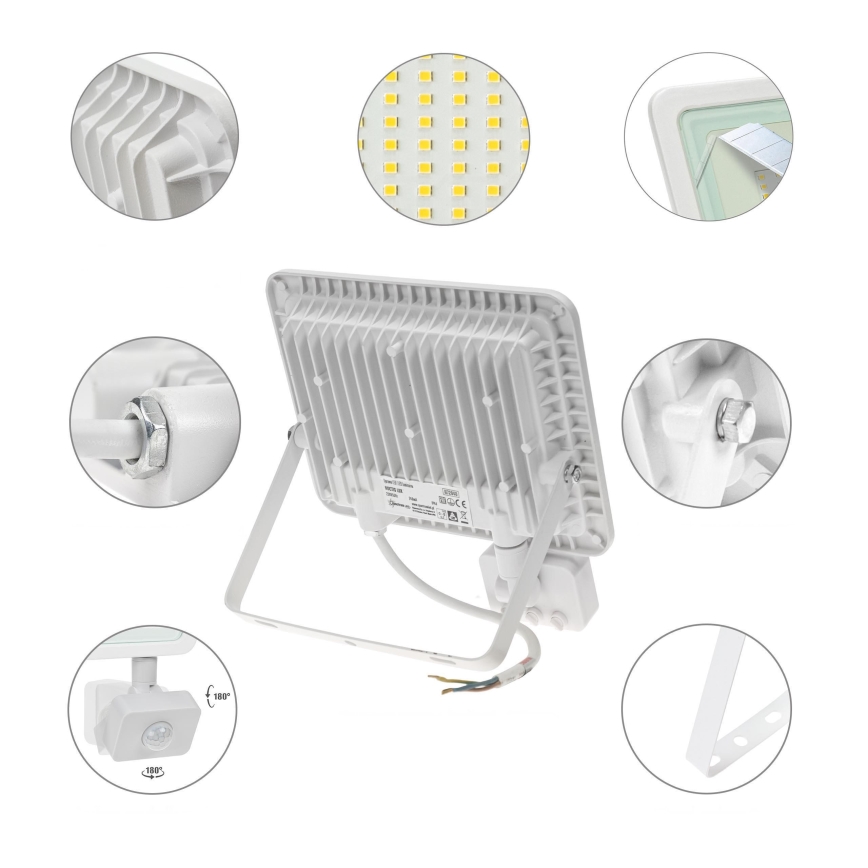 LED Kültéri reflektor érzékelővel NOCTIS LUX 2 LED/50W/230V 4000K IP44 fehér