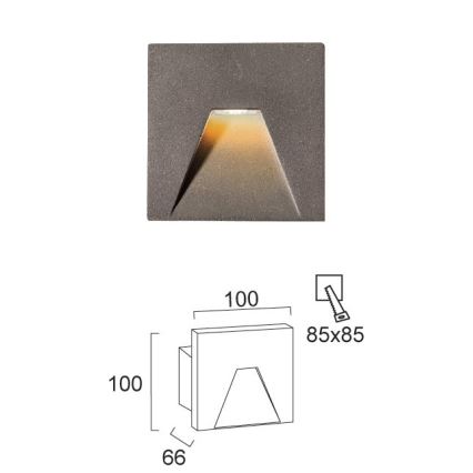 LED kültéri süllyesztett lámpatest SPACE LED/4W/230V IP65 szürke