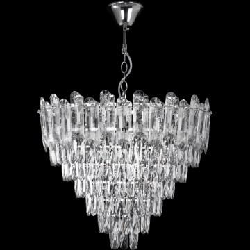 LED láncos csillár 11xE27/60W/230V + 7xLED/6W, átm. 60 cm, fényes króm