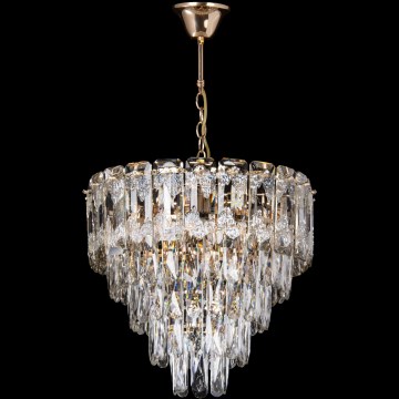 LED láncos csillár 7xE27/60W/230V + 4xLED/6W, átmérő 40 cm, aranyszínű