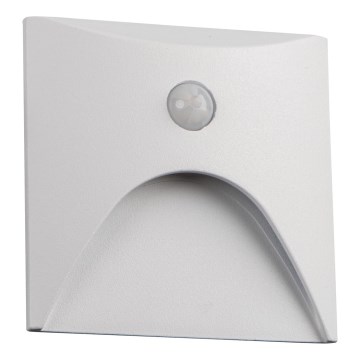 LED lépcsőlámpa mozgás- és alkonyérzékelővel EXIN LED/2,5W/230V 3000K IP65 fehér, szögletes