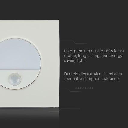 LED lépcsővilágítás mozgásérzékelővel LED/3W/230V 4000K fehér