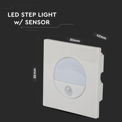 LED lépcsővilágítás mozgásérzékelővel LED/3W/230V 4000K fehér