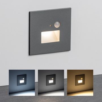 LED lépcsővilágító lámpa mozgás- és alkonyatérzékelővel LED/1,5W/230V 3000/4000/6000K ezüst