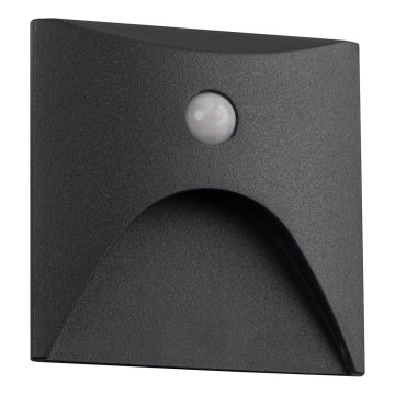 LED lépcsővilágító lámpa mozgás- és alkonyérzékelővel EXIN LED/2,5W/230V 4000K IP65 antracit négyzetes