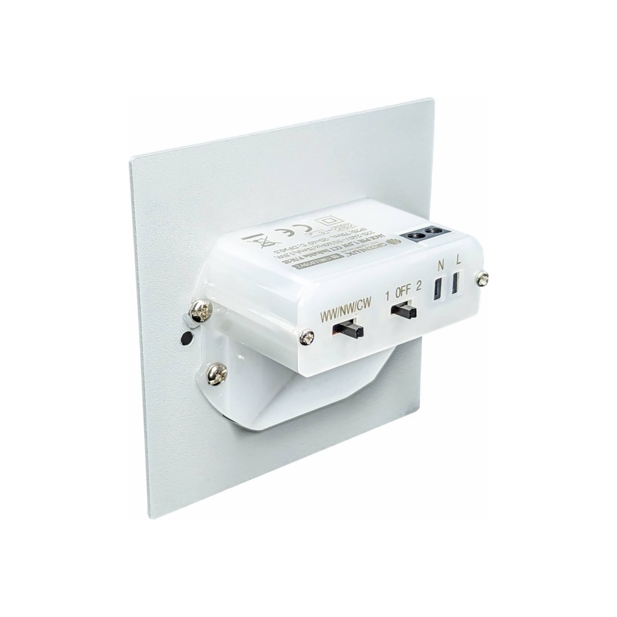 LED lépcsővilágító lámpa mozgás- és alkonyatérzékelővel LED/1,5W/230V 3000/4000/6000K ezüst