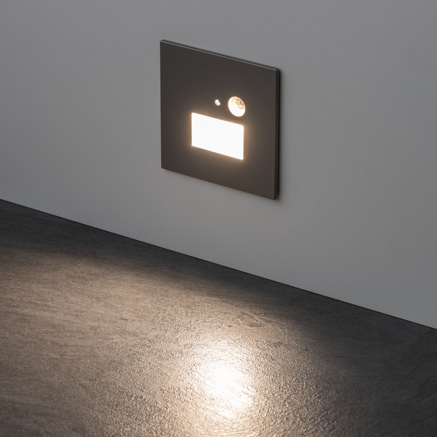 LED lépcsővilágító lámpa mozgás- és alkonyérzékelővel LED/1,5W/230V 3000/4000/6000K szürke