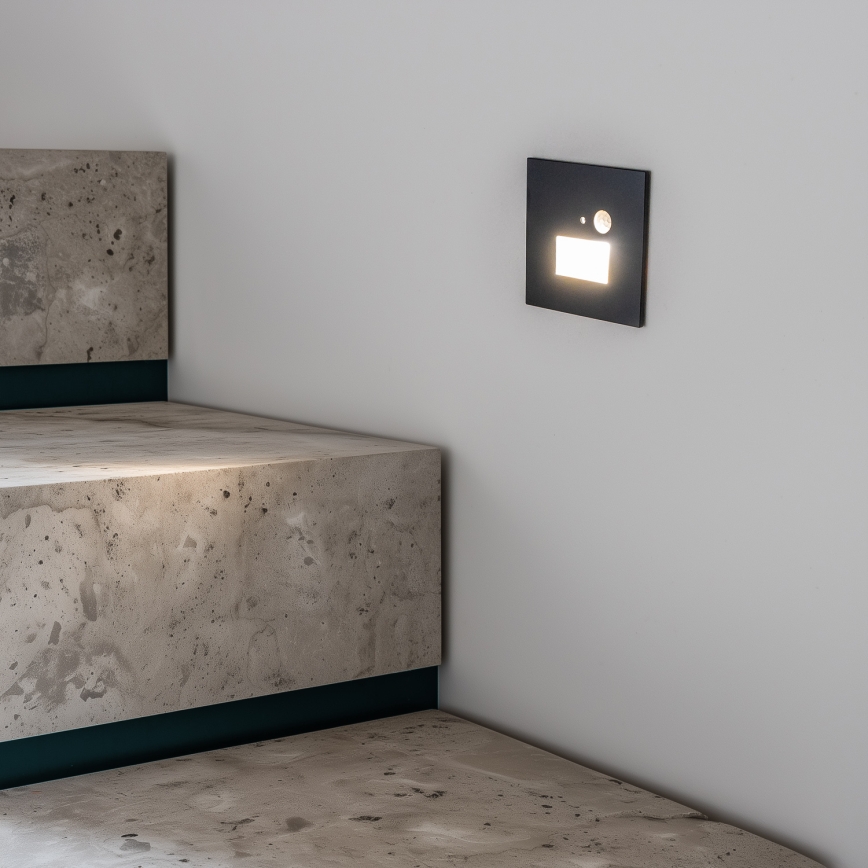 LED lépcsővilágító lámpa mozgás- és alkonyatérzékelővel LED/1,5W/230V 3000/4000/6000K antracit