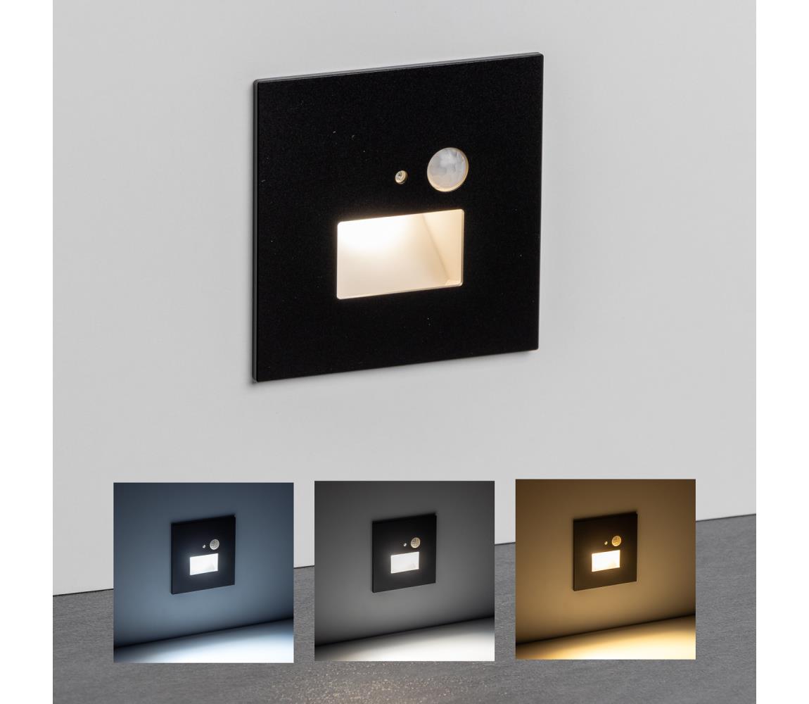 Greenlux LED lépcsővilágító lámpatest mozgásérzékelővel LED/1,5W/230V 3000/4000/6000K fekete