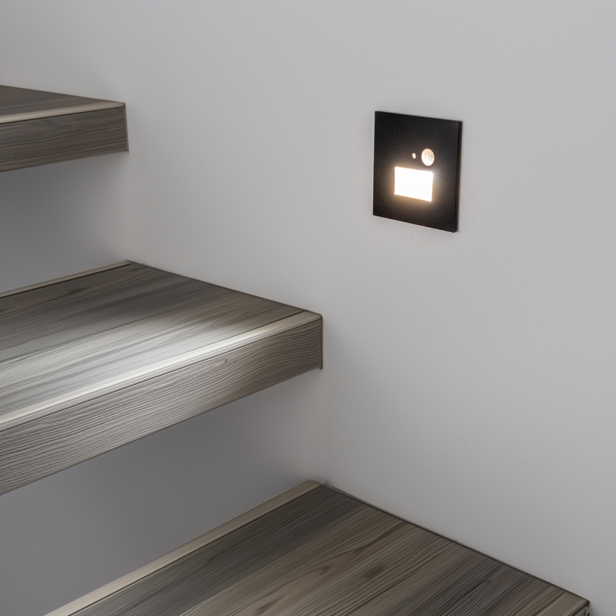 LED lépcsővilágító lámpa mozgás- és alkonyatérzékelővel LED/1,5W/230V 3000/4000/6000K fekete