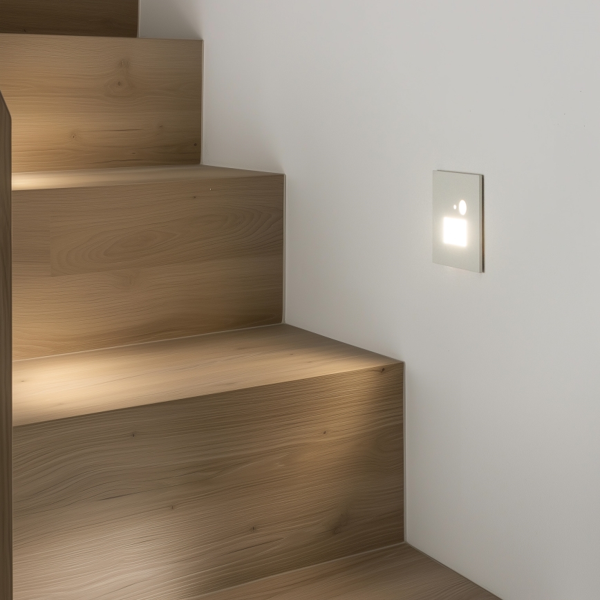 LED lépcsővilágító lámpa mozgás- és alkonyérzékelővel LED/1,5W/230V 3000/4000/6500K fehér