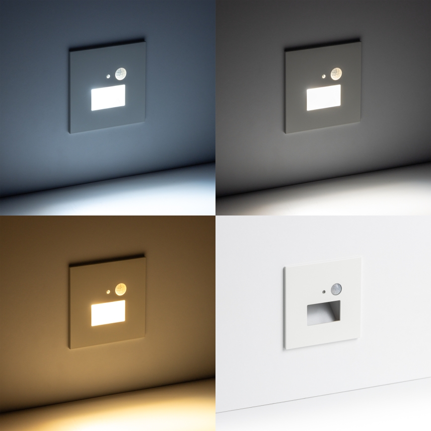 LED lépcsővilágító lámpa mozgás- és alkonyérzékelővel LED/1,5W/230V 3000/4000/6500K fehér
