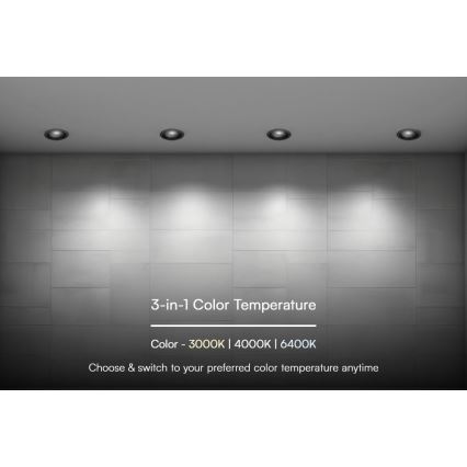 LED beépíthető lámpa LED/18W/230V 3000/4000/6400K ? 10,6 cm fekete