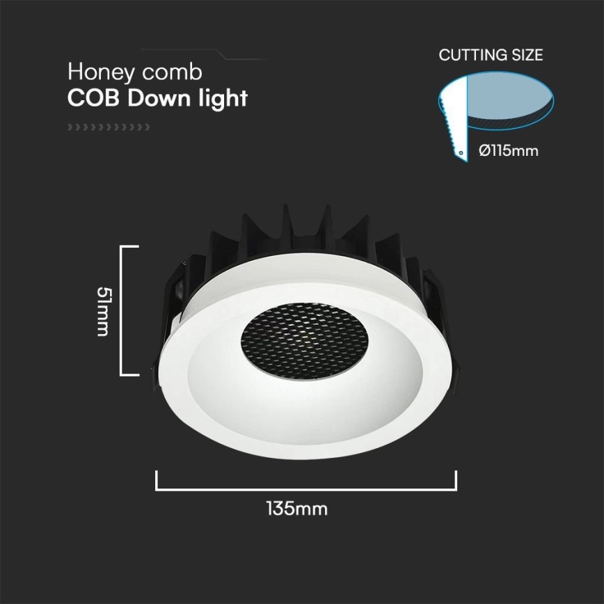 LED beépíthető lámpa LED/24W/230V 3000/4000/6400K ? 13,5 cm fehér