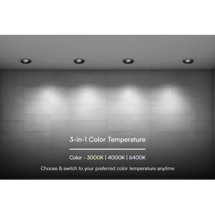 LED beépíthető lámpa LED/24W/230V 3000/4000/6400K Ø 13,5 cm fekete