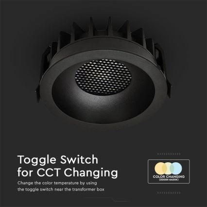 LED beépíthető lámpa LED/24W/230V 3000/4000/6400K Ø 13,5 cm fekete