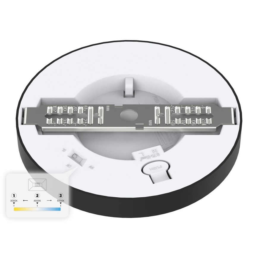 LED mennyezeti lámpa EVORA LED/6W/230V 3000/4000/6000K átm. 14 cm fekete