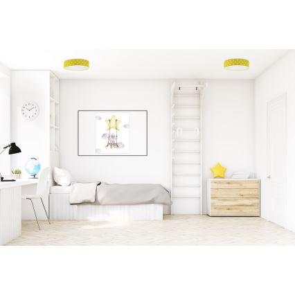 LED Gyerek mennyezeti lámpa GALAXY KIDS LED/24W/230V pöttyös sárga/fehér