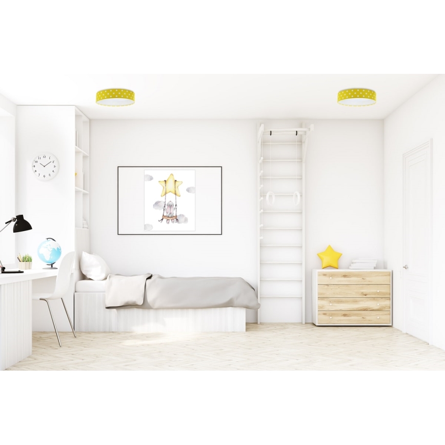 LED Gyerek mennyezeti lámpa GALAXY KIDS LED/24W/230V pöttyös sárga/fehér
