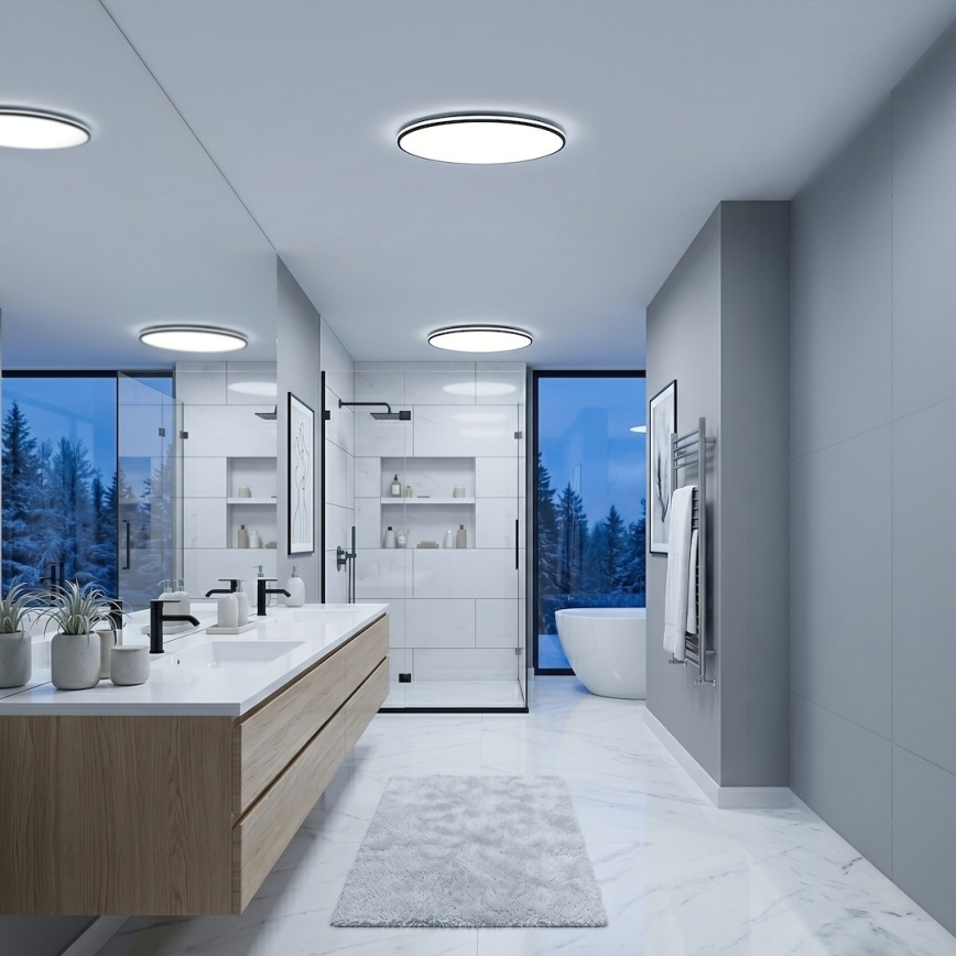 LED mennyezeti lámpatest HUGO LED/16/24/32W/230V 3000/4000/6500K átmérő 37 cm IP54 fekete