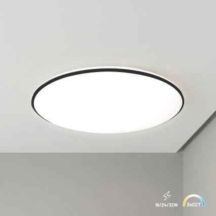 LED mennyezeti lámpatest HUGO LED/16/24/32W/230V 3000/4000/6500K átmérő 37 cm IP54 fekete