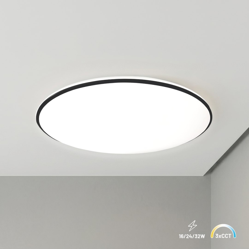 LED mennyezeti lámpatest HUGO LED/16/24/32W/230V 3000/4000/6500K átmérő 37 cm IP54 fekete
