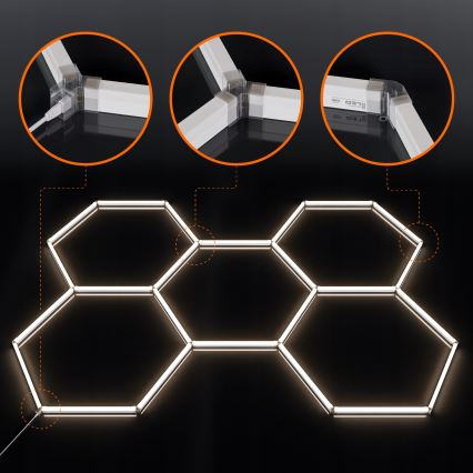 LED mennyezeti lámpatest HEXAGON LED/192W/85-265V 6500K 298x209 cm CRI 90 IP54 fehér