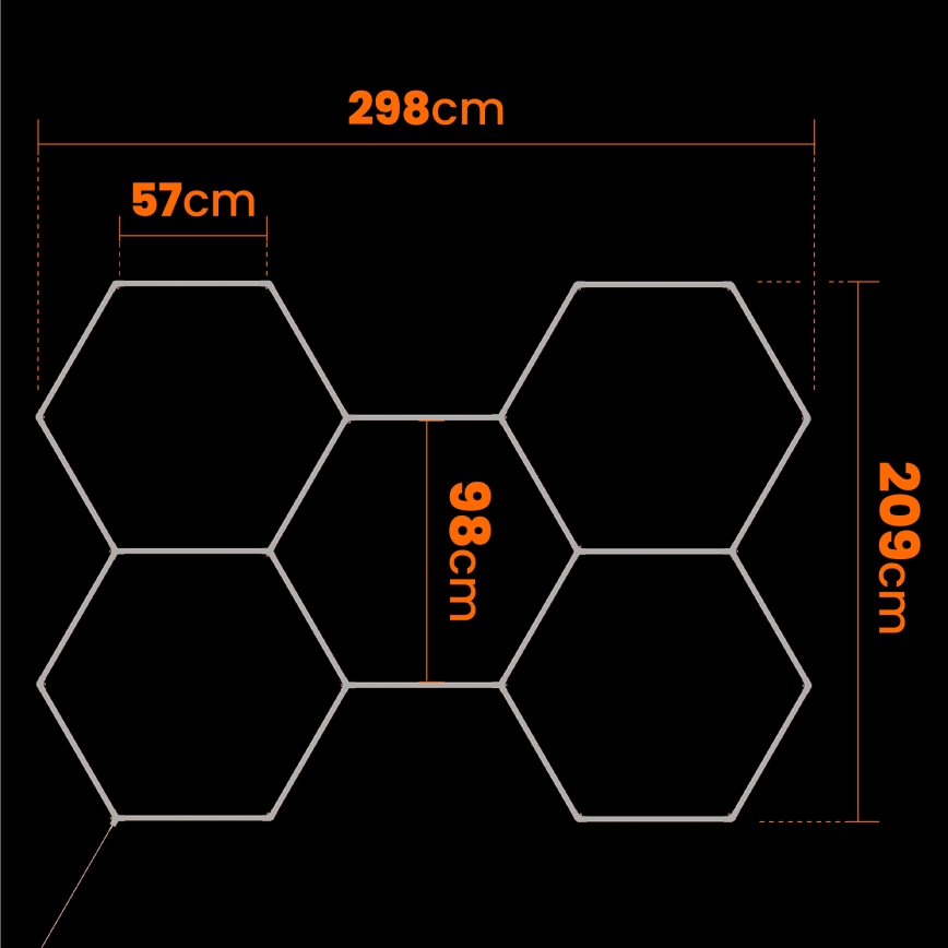 LED mennyezeti lámpa HEXAGON LED/240W/85-265V 6500K 298x209 cm CRI 90 IP44 fehér