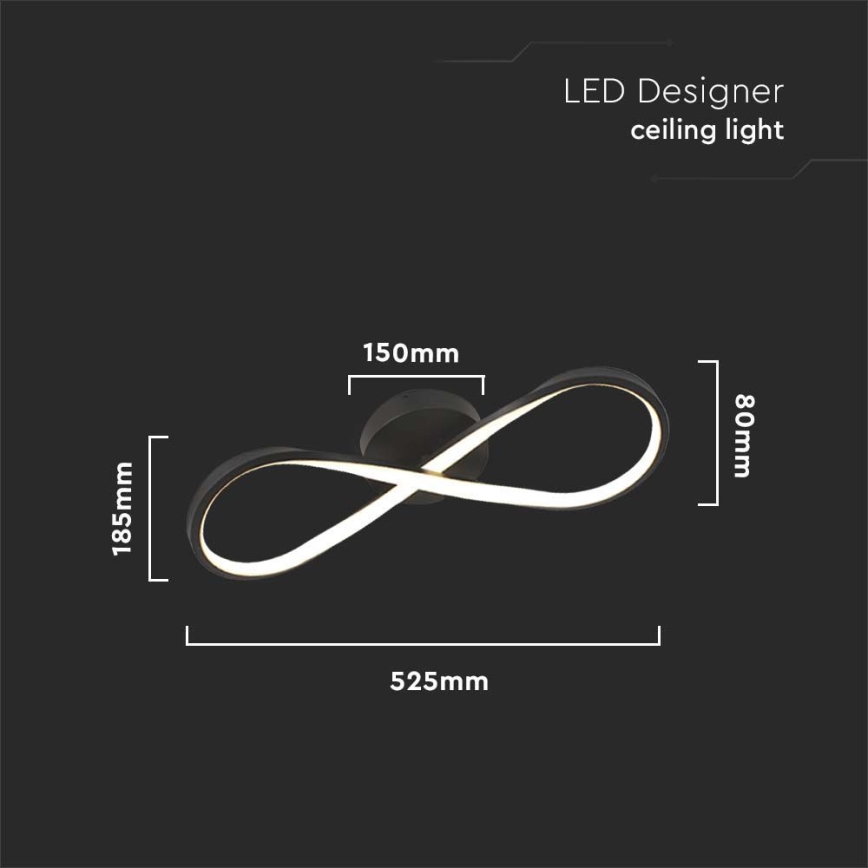 LED Mennyezeti lámpa LED/24W/230V 3000K fekete
