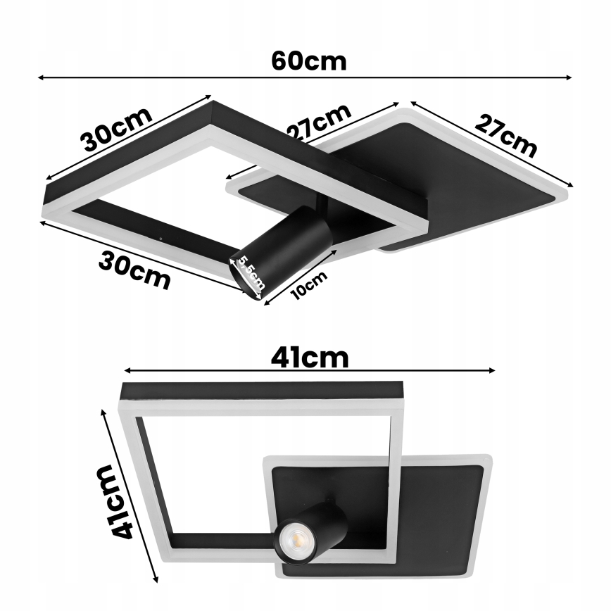 LED mennyezeti lámpa LED/38W/230V + 1xGU10/30W fekete