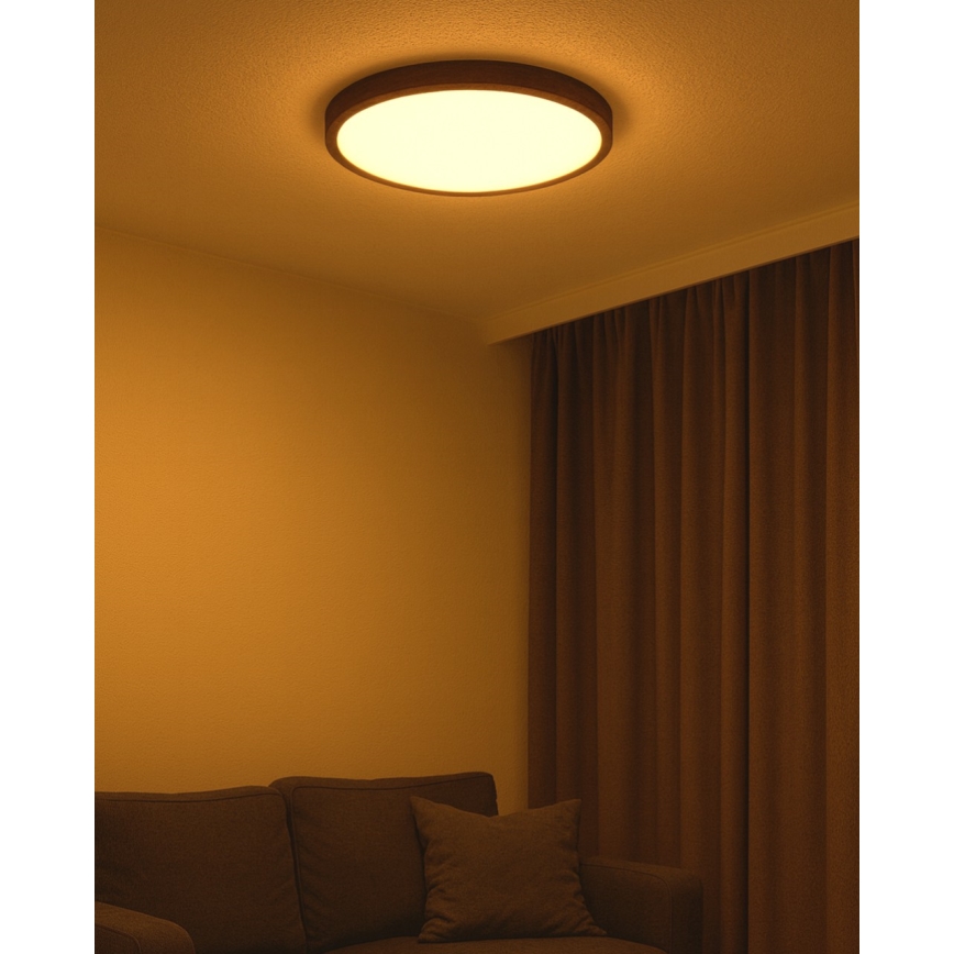 LED mennyezeti lámpa LED/40W/230V 3000/4000/6500K átm. 50 cm barna