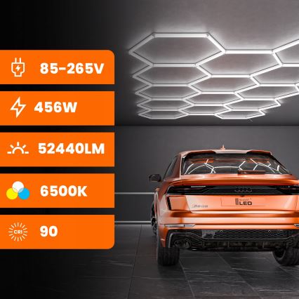 LED mennyezeti lámpatest HEXAGON LED/570W/85-265V 6500K 522x298 cm CRI 90 IP44 fehér