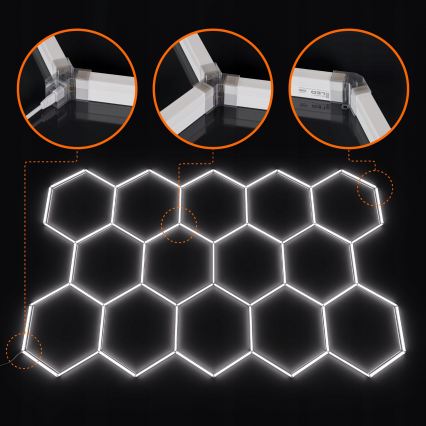 LED mennyezeti lámpatest HEXAGON LED/570W/85-265V 6500K 522x298 cm CRI 90 IP44 fehér