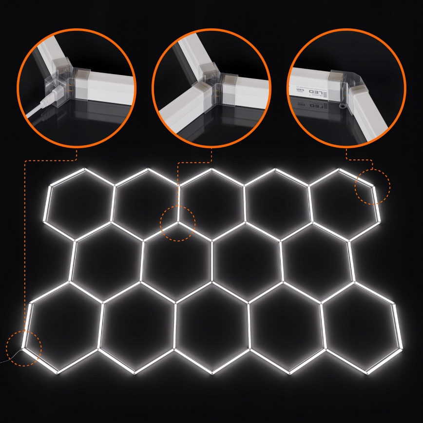LED mennyezeti lámpatest HEXAGON LED/570W/85-265V 6500K 522x298 cm CRI 90 IP44 fehér