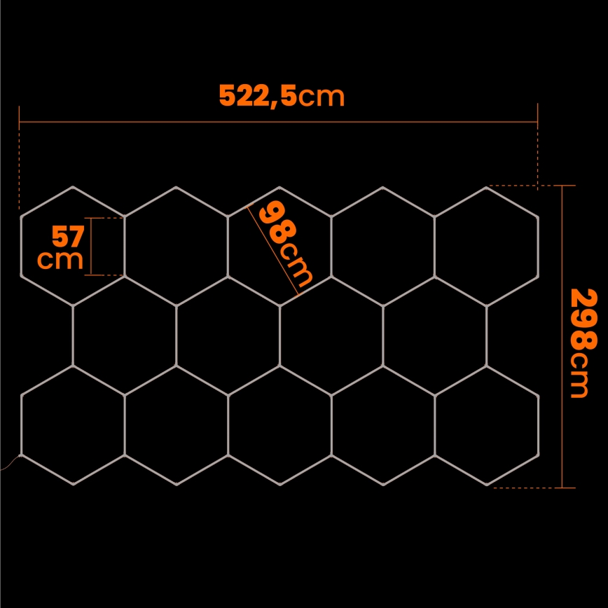 LED mennyezeti lámpatest HEXAGON LED/570W/85-265V 6500K 522x298 cm CRI 90 IP44 fehér
