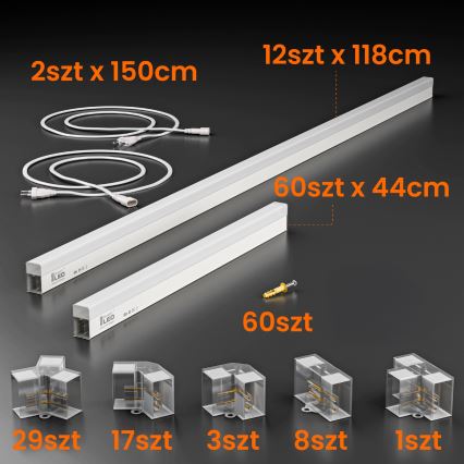 LED mennyezeti lámpa HEXAGON LED/696W/85-265V 4000K 484x243 cm CRI 90 IP44 fehér