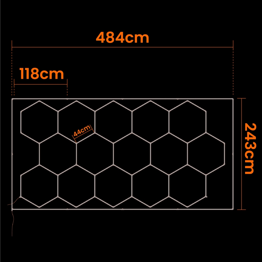 LED mennyezeti lámpa HEXAGON LED/696W/85-265V 4000K 484x243 cm CRI 90 IP44 fehér
