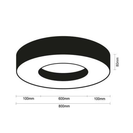 LED mennyezeti lámpa LED/80W/230V 3000/4000/6500K átm. 80 cm fekete
