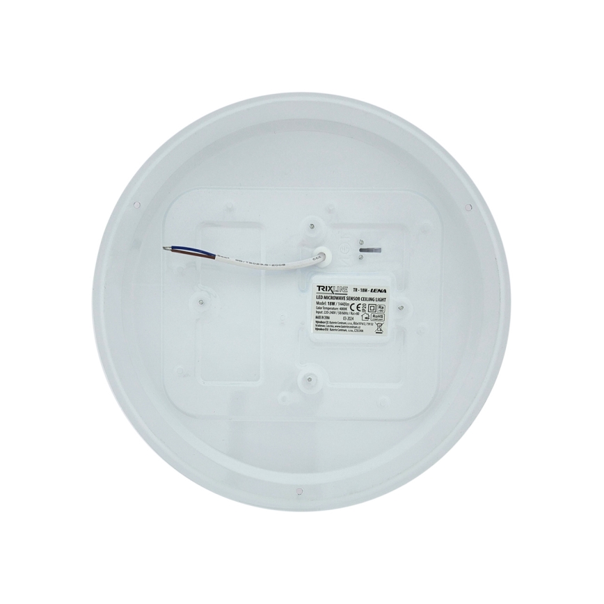LED mennyezeti lámpa LENA mozgásérzékelővel, LED/18W/230V, átmérő 32,5 cm, fehér