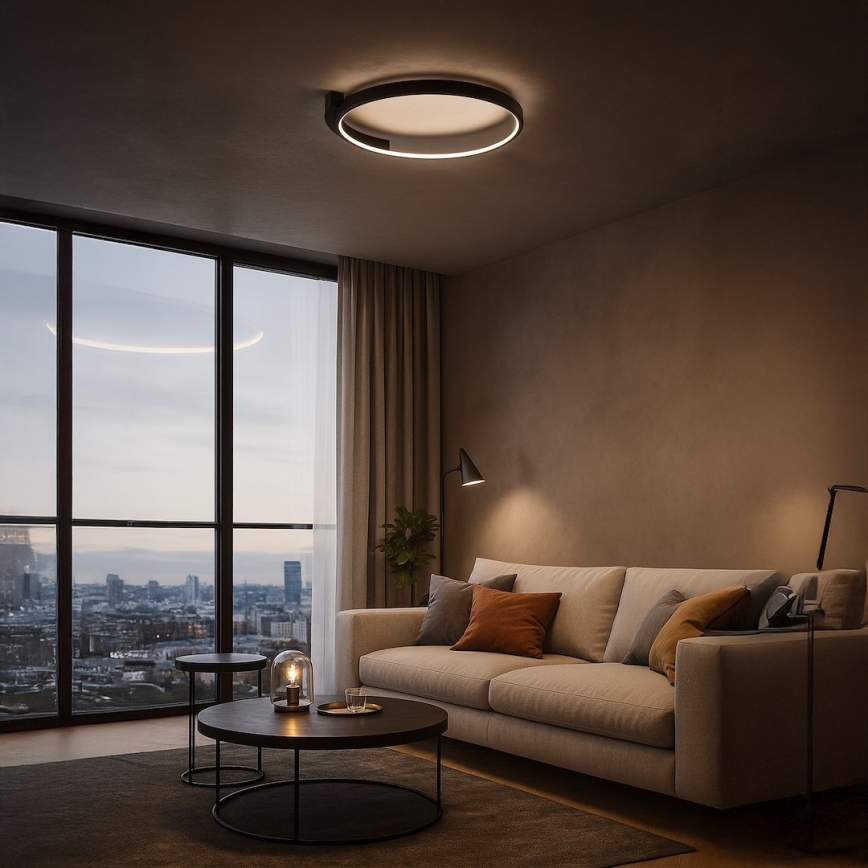 LED mennyezeti lámpa LUNA LED/18W/230V átm. 42,5 cm fekete