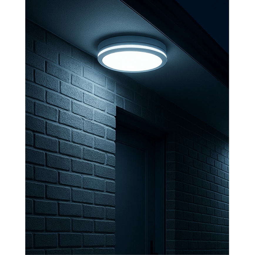 LED fürdőszobai mennyezeti lámpatest mozgásérzékelővel LED/20W/230V 3000/4000/6500K átm. 23 cm IP54 fehér