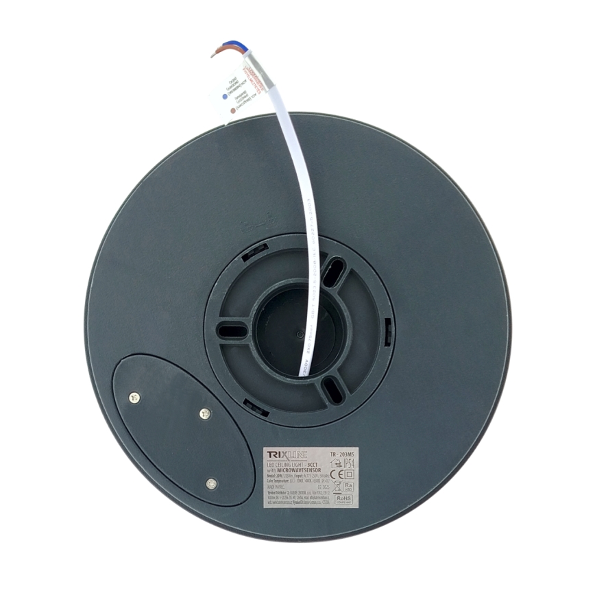 LED fürdőszobai mennyezeti lámpatest mozgásérzékelővel LED/20W/230V 3000/4000/6500K átm. 23 cm IP54 antracit