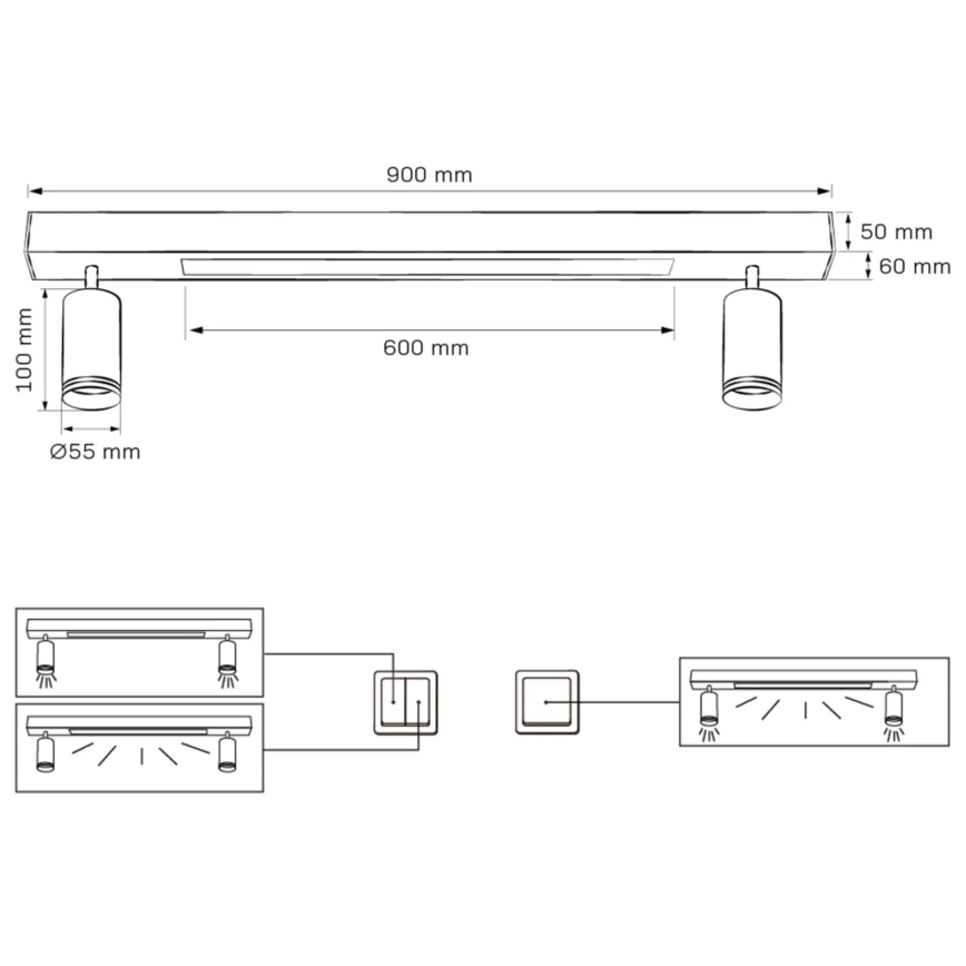 LED Mennyezeti lámpa PÁRIZS LED/24W/230V + 2xGU10/10W fekete
