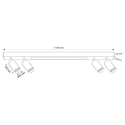 LED Mennyezeti lámpa PÁRIZS LED/24W/230V + 4xGU10/10W fekete