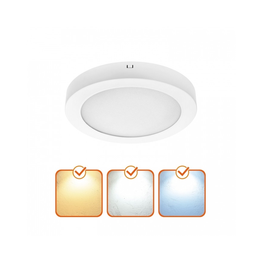 LED mennyezeti lámpa SIGARO, 18 W, 230 V, 3000/4000/6500 K (állítható színhőmérséklet), átm. 22 cm, fehér