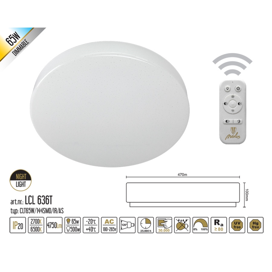 Nedes LCL 636T - LED Dimmelhető mennyezeti lámpa LED/65W/230V