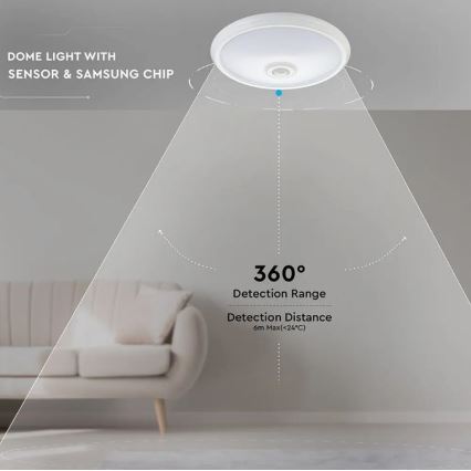 LED mennyezeti lámpa érzékelővel SAMSUNG CHIP LED/12W/230V 6400K átmérő 29 cm