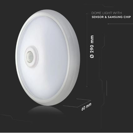 LED mennyezeti lámpa érzékelővel SAMSUNG CHIP LED/12W/230V 6400K átmérő 29 cm