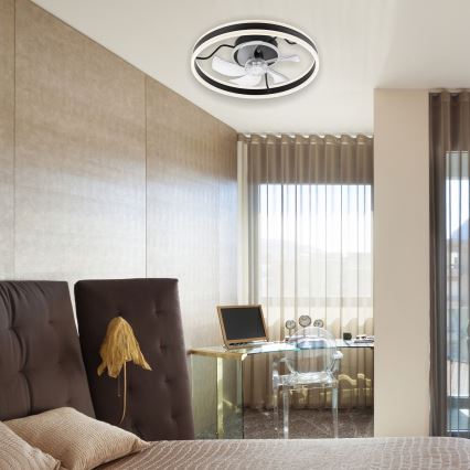 LED Dimmeres mennyezeti lámpa ventilátorral APOLLO LED/38W/230V fekete + távirányító